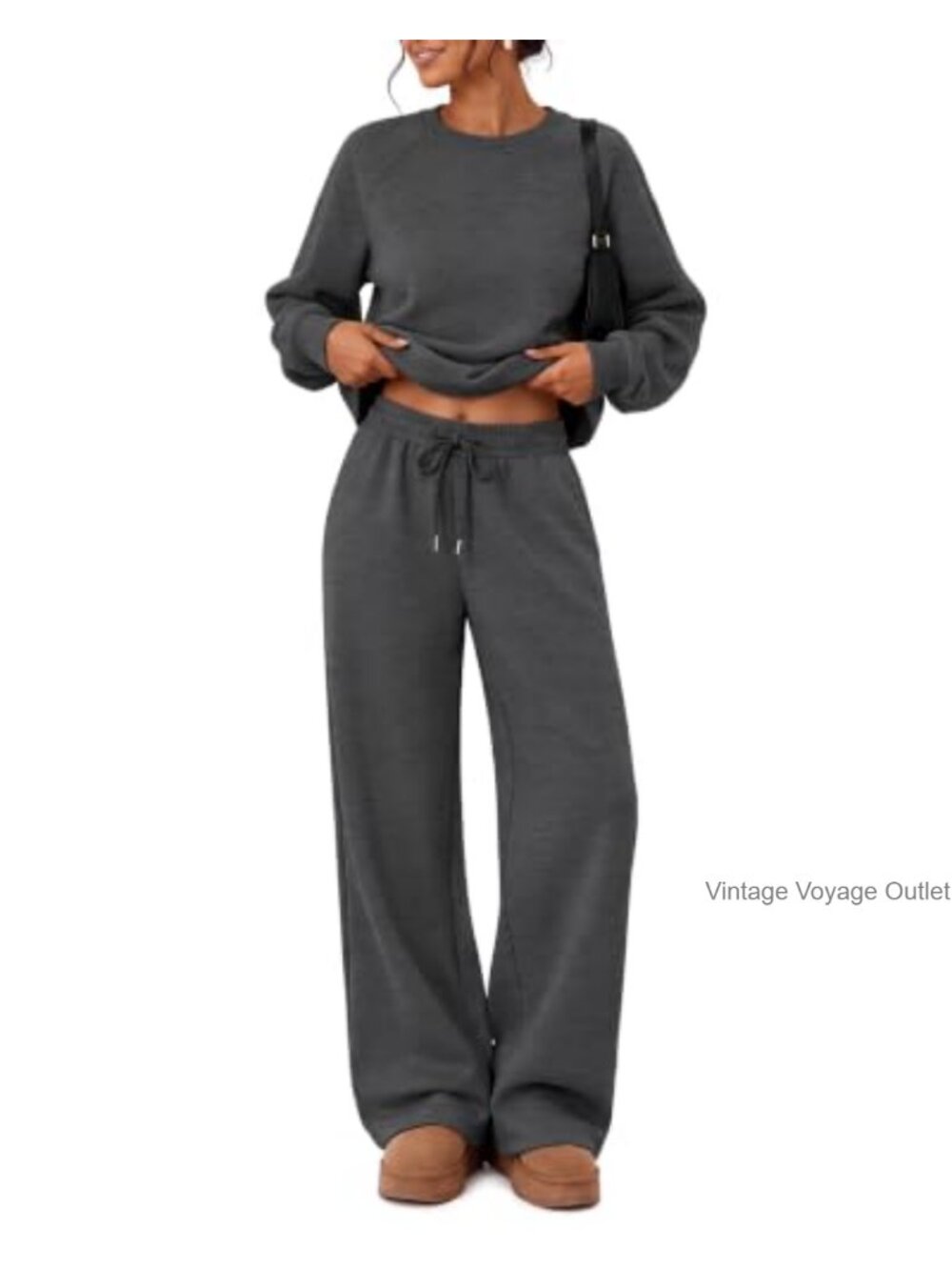 Women's 2 Piece Sweatsuit Set Raglan Pullover Wide Leg Sweatpants Lounge